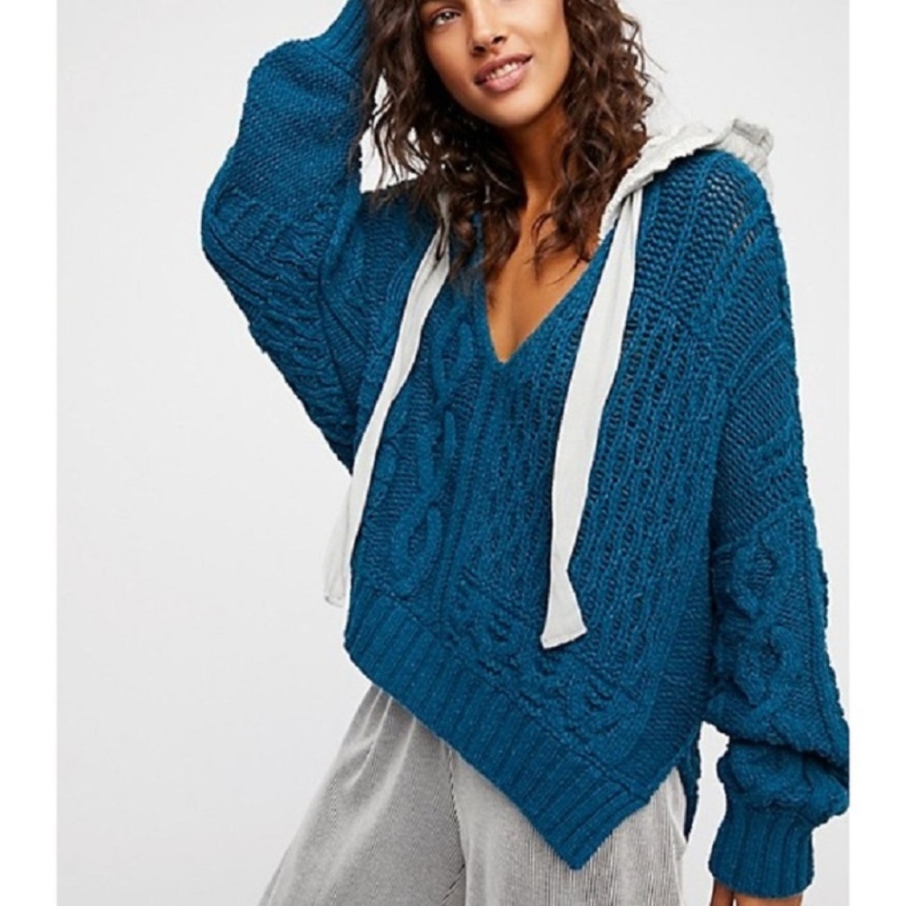 Free People NWT Tierra Cable Knit Hoodie